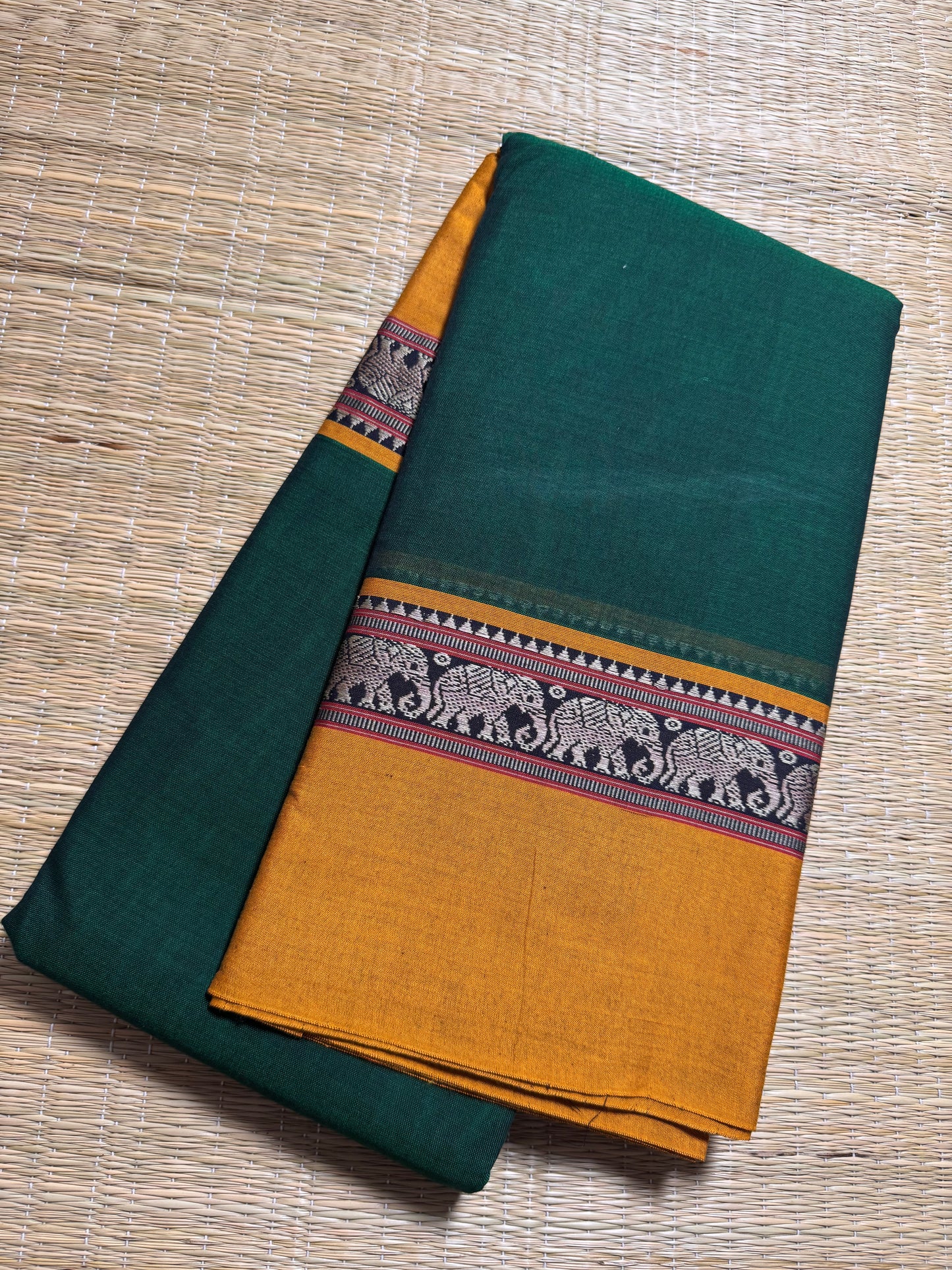 Dark Green Narayanpet Pure Cotton Saree