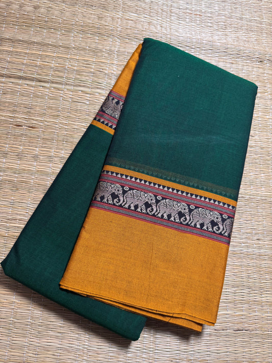 Dark Green Narayanpet Pure Cotton Saree