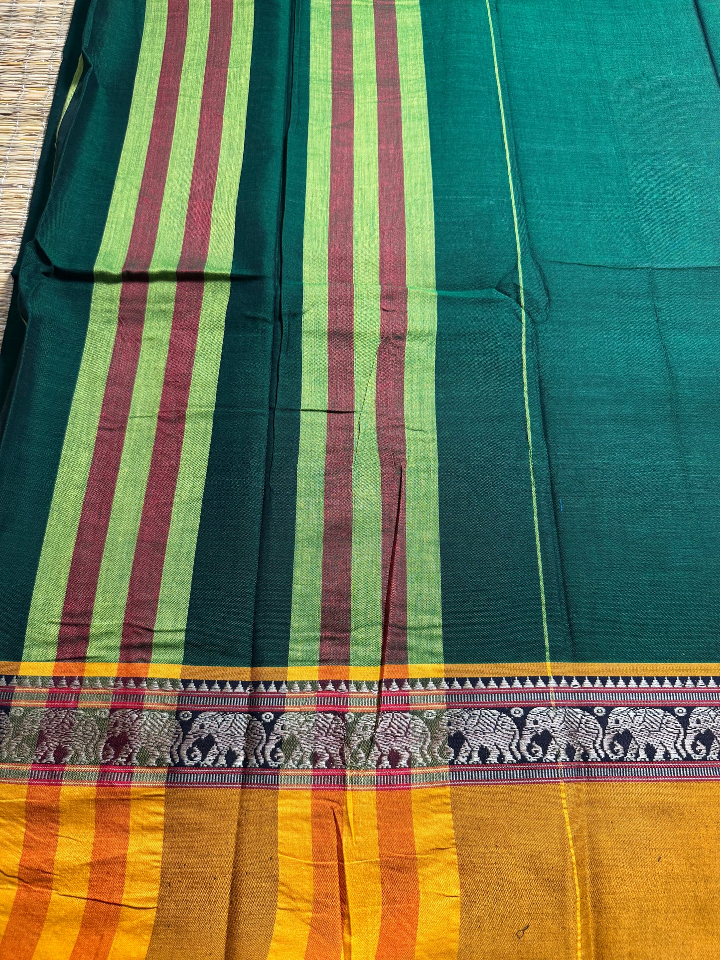 Dark Green Narayanpet Pure Cotton Saree