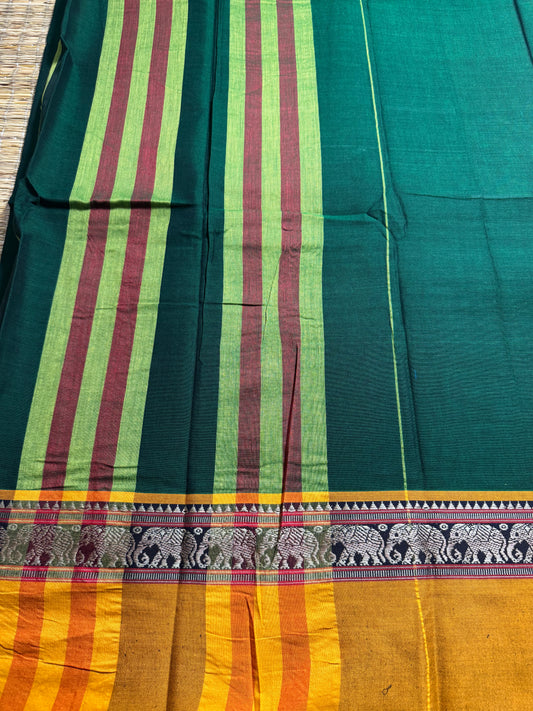 Dark Green Narayanpet Pure Cotton Saree
