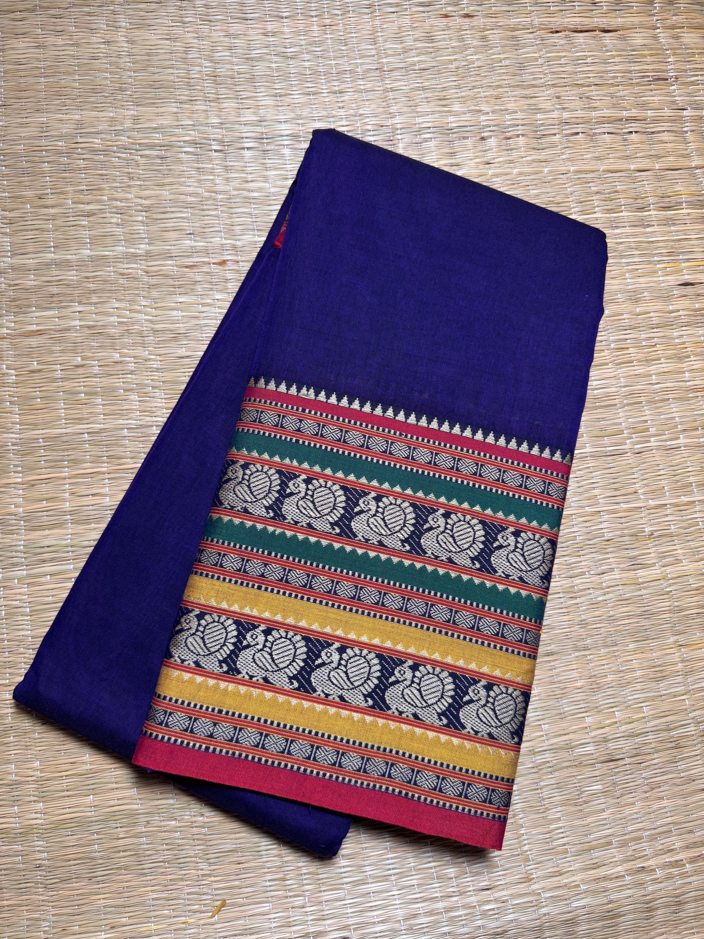 Blue Dual Peacock Pure Cotton Saree