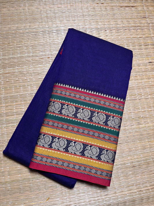 Blue Dual Peacock Pure Cotton Saree