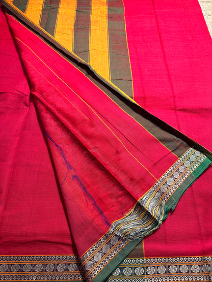 Red Pure Cotton Saree (Small Border)