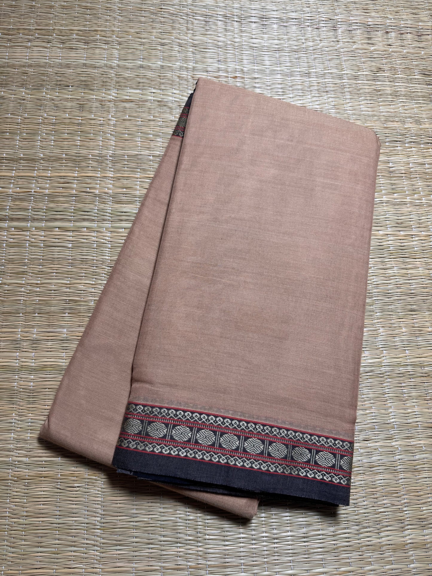 Cream Pure Cotton Saree (Small border)