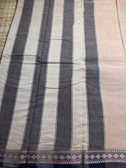 Cream Pure Cotton Saree (Small border)