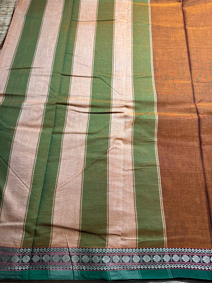 Brown Pure Cotton Saree (Small border)