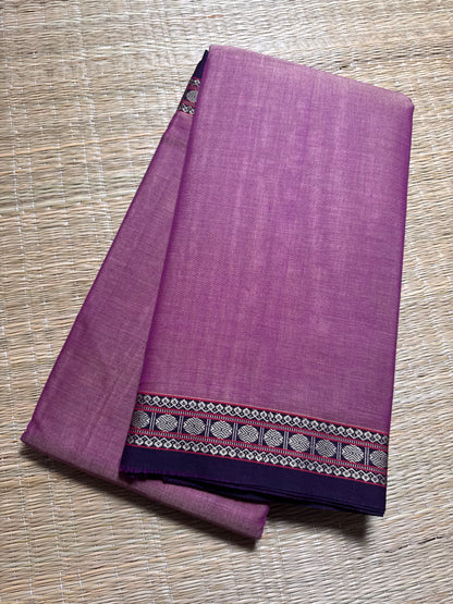 Baby Pink Pure Cotton Saree (Small border)