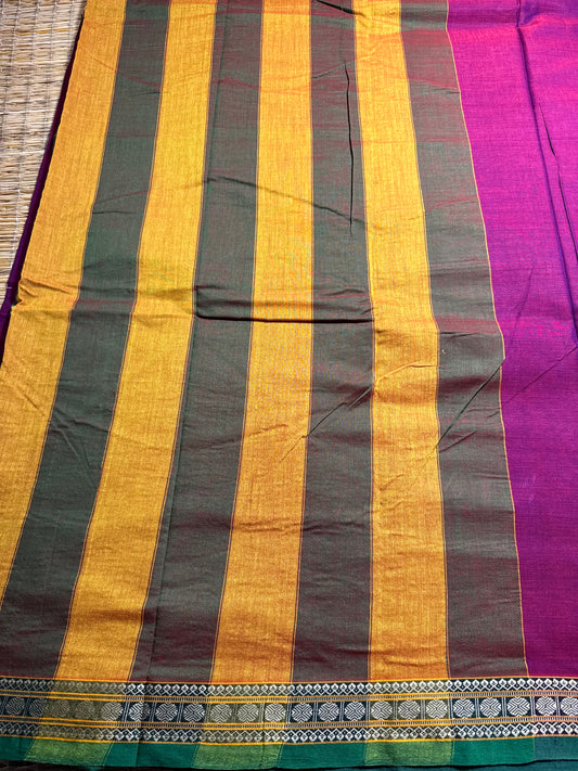 Magenta Pink Pure Cotton Saree (Small border)