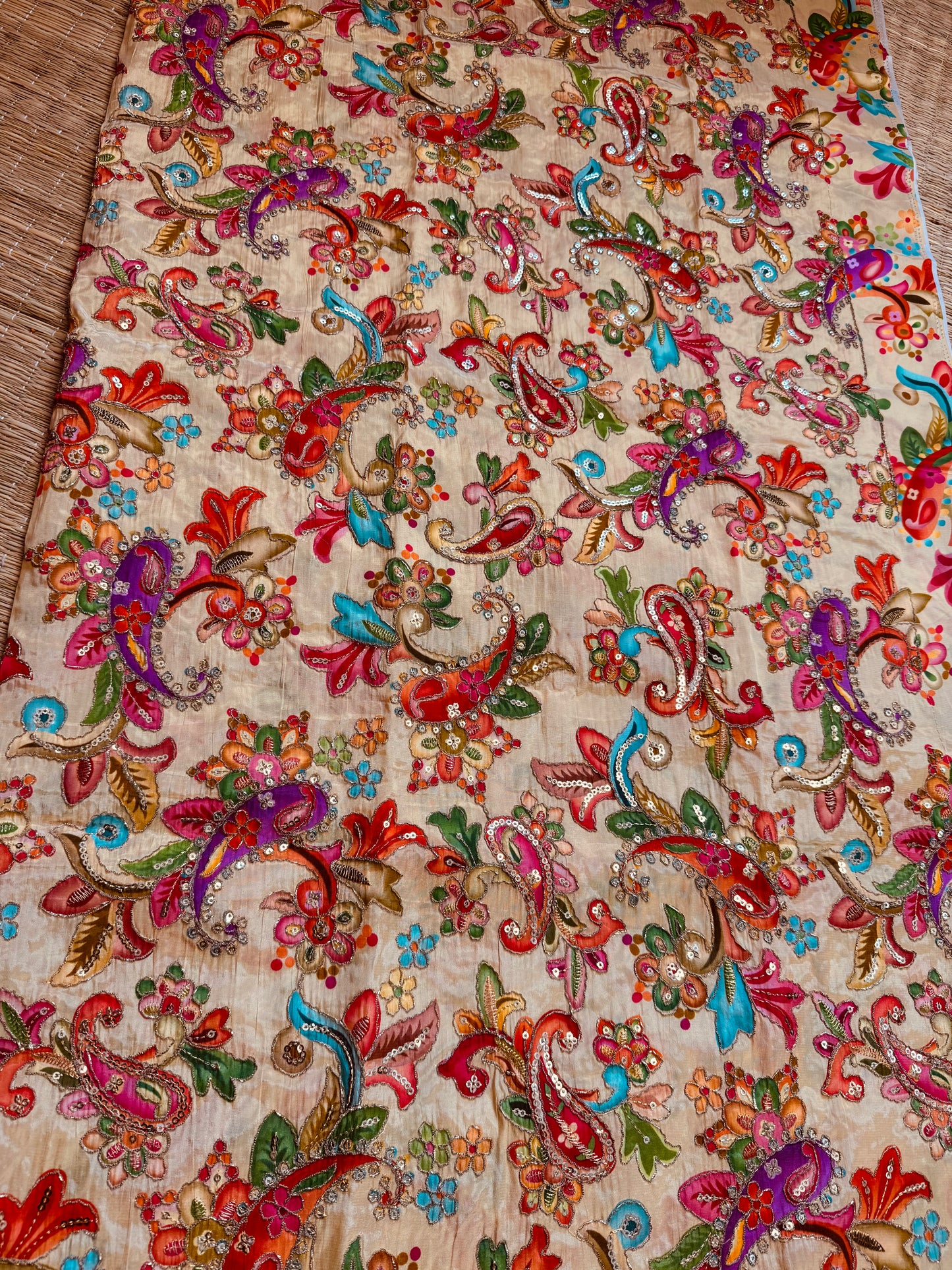 Gold kalamkari Crepe Blouse Piece/Material