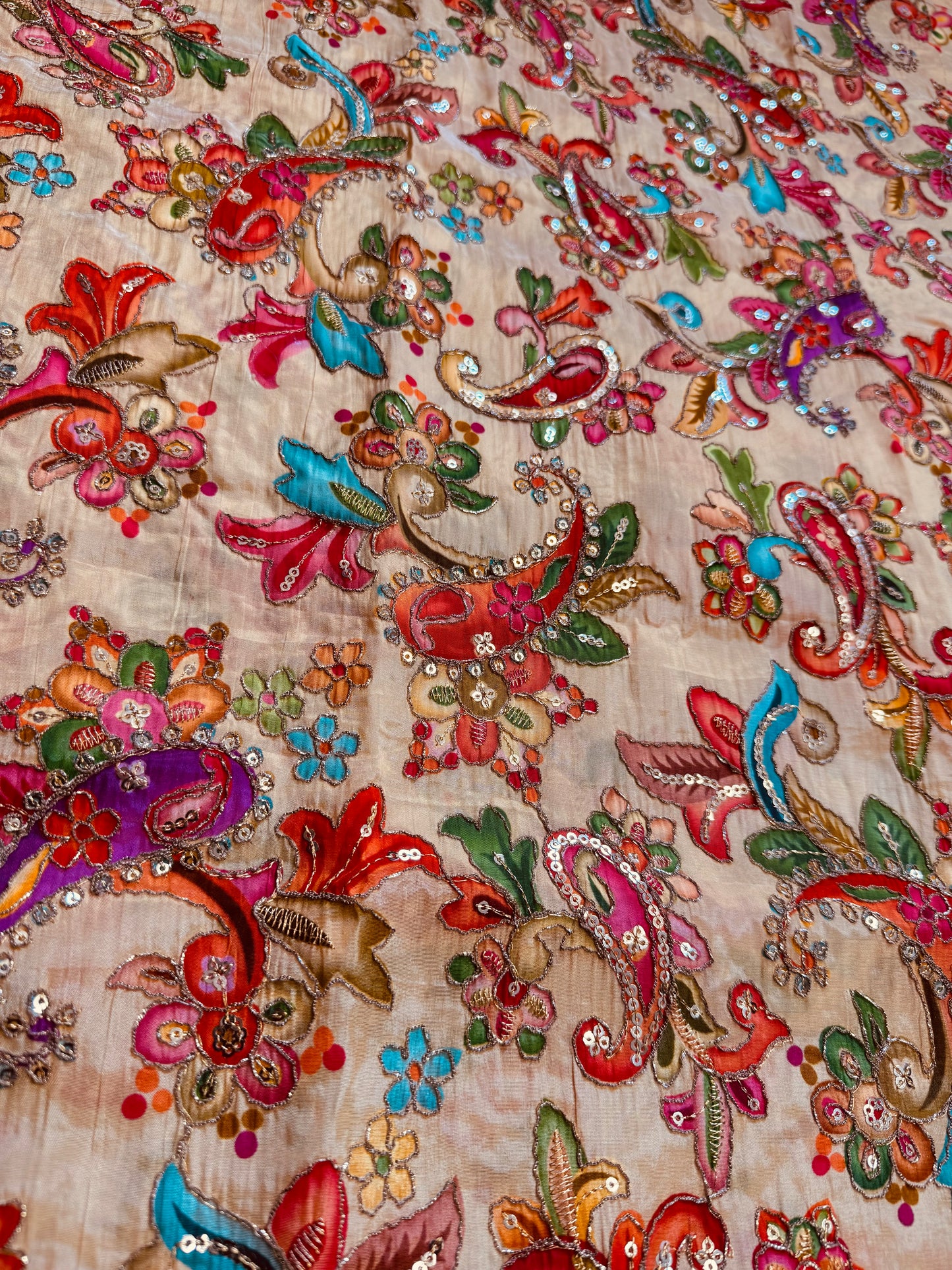 Gold kalamkari Crepe Blouse Piece/Material