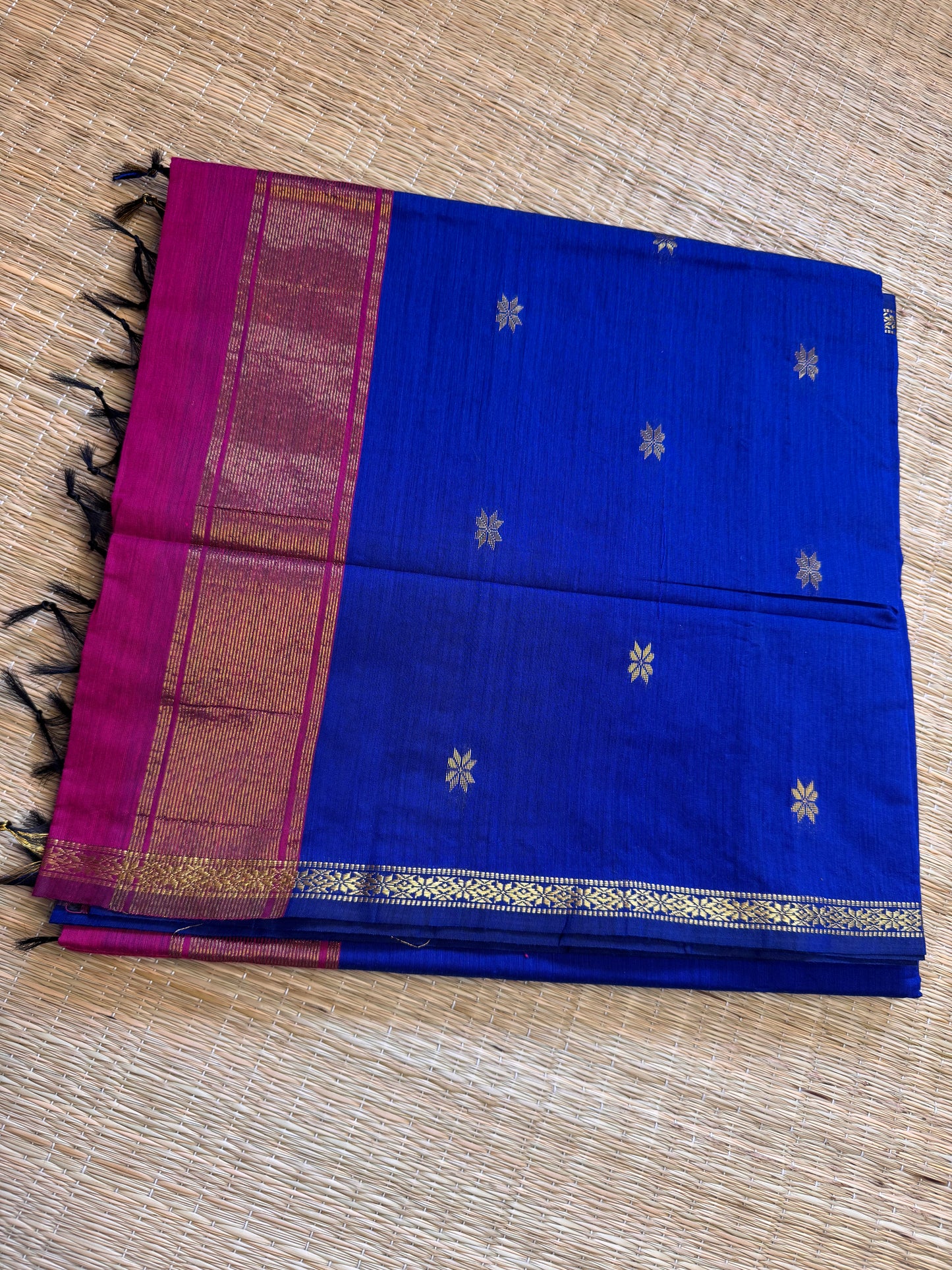 Blue-Pink Maheshwari Cotton Saree