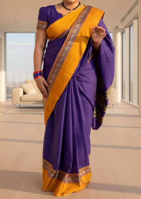 Royal Blue Narayanpet Pure Cotton Saree