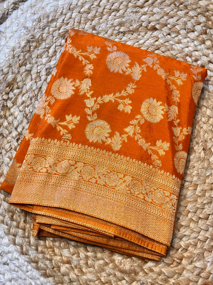 Yellow Jaal Pattern Soft Georgette