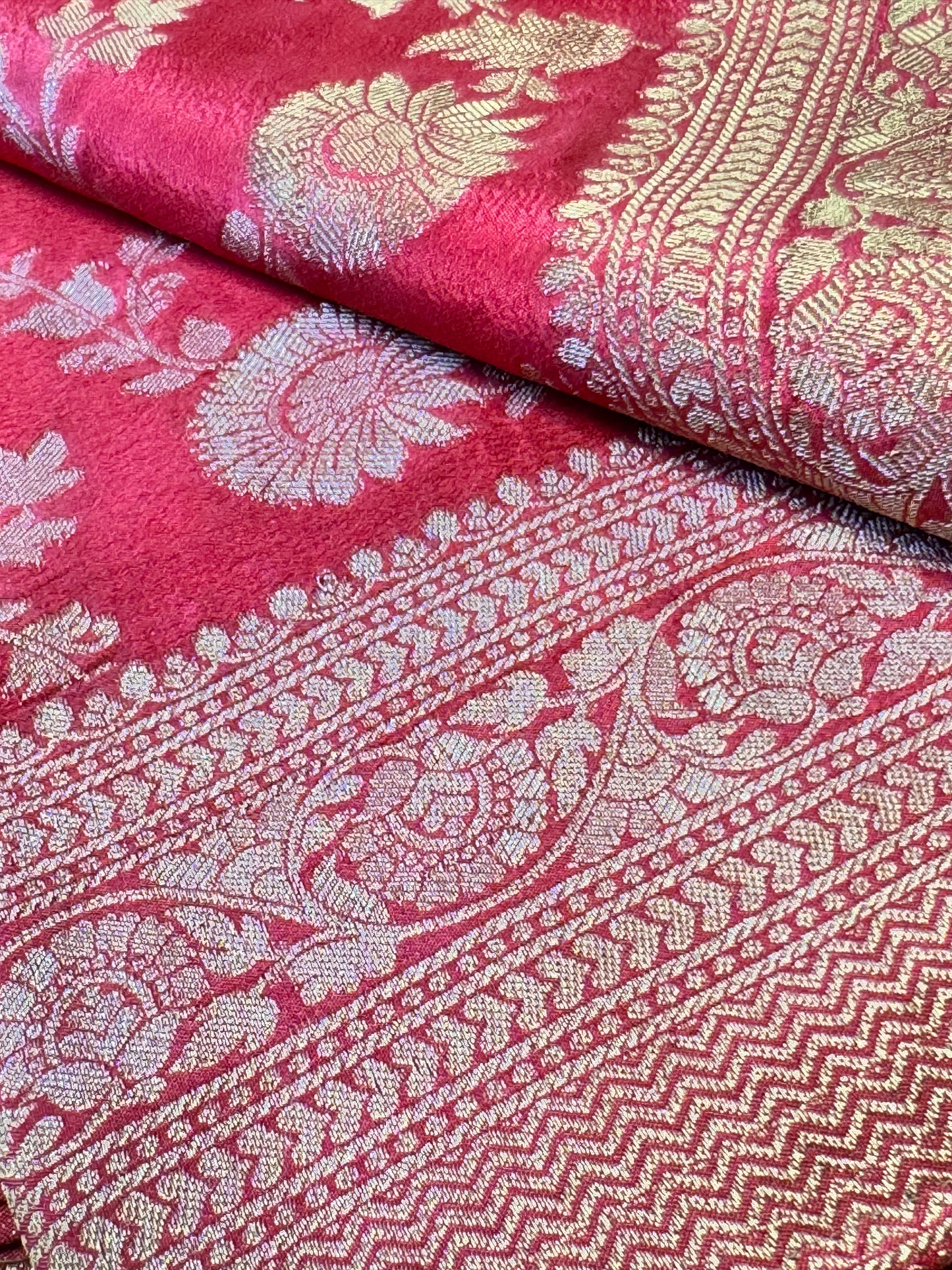 Peach Pink Jaal Pattern Soft Georgette