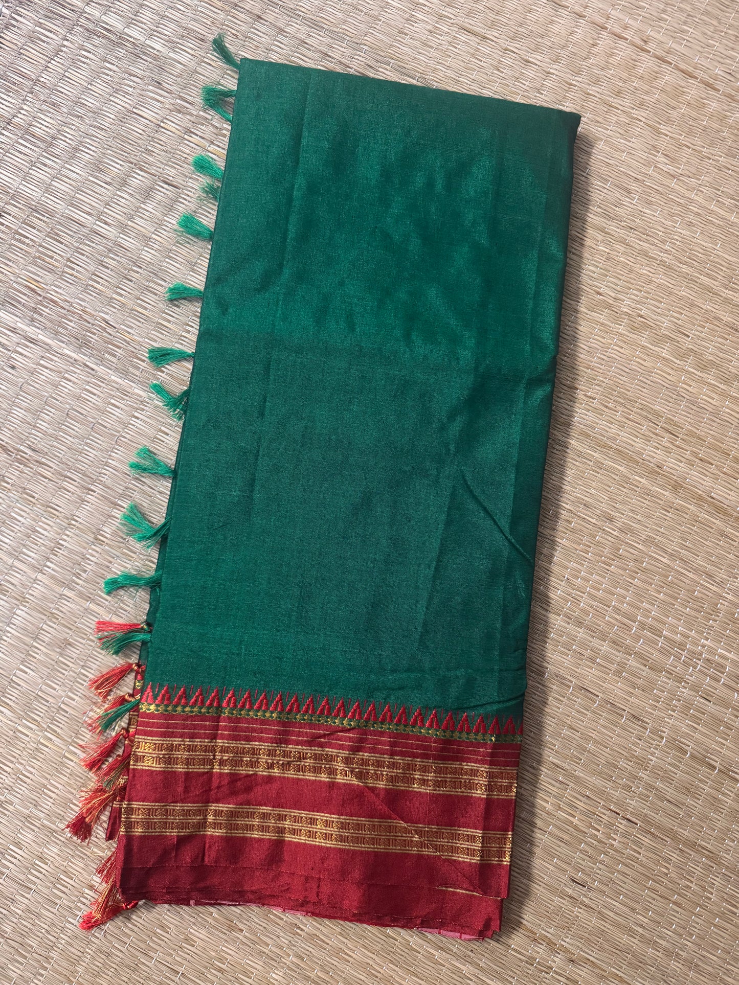 Bottle Green Viscose ilkal Cotton Saree