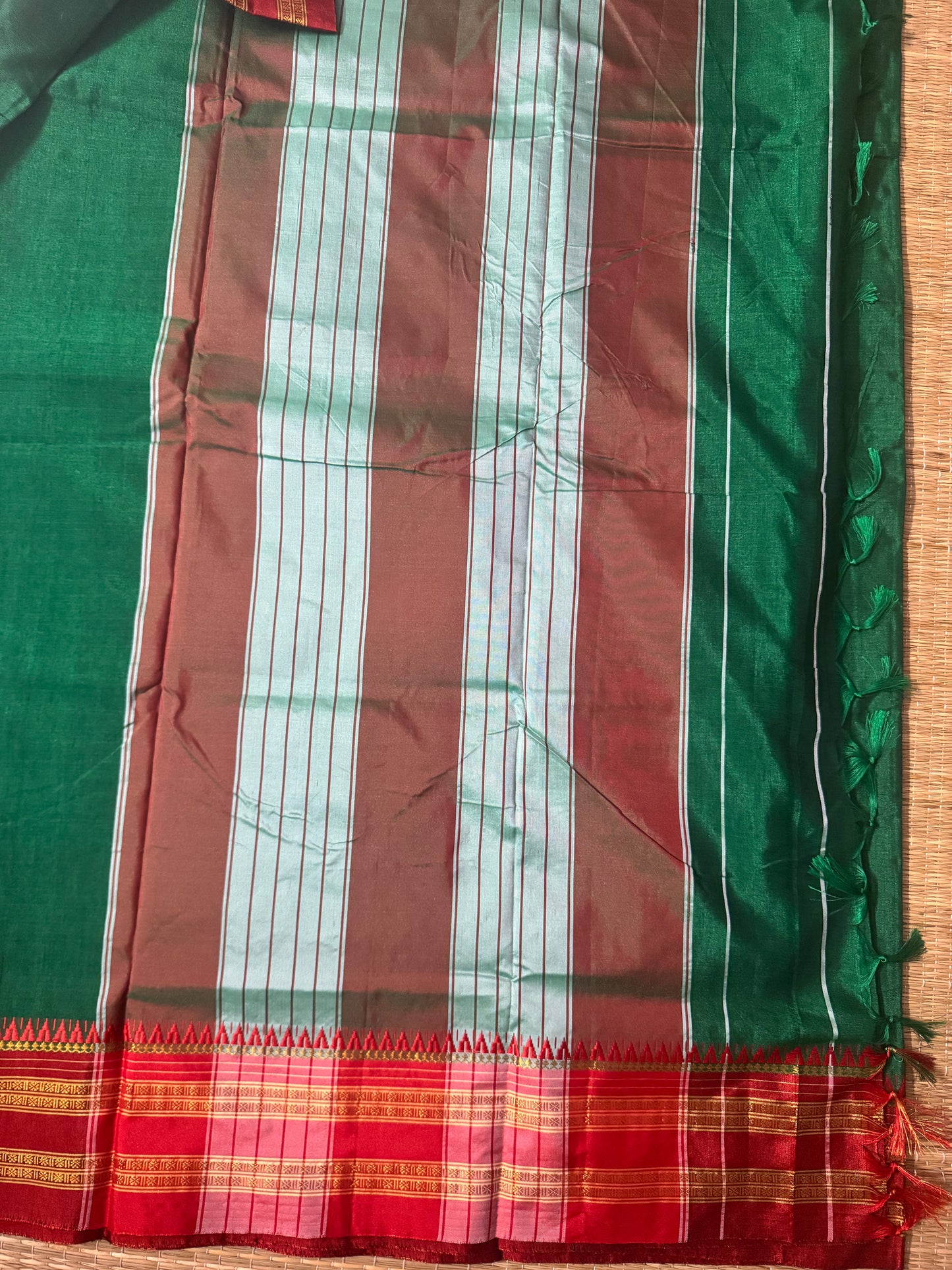 Bottle Green Viscose ilkal Cotton Saree