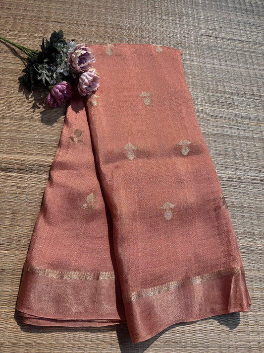 Peach Jute Viscose Saree