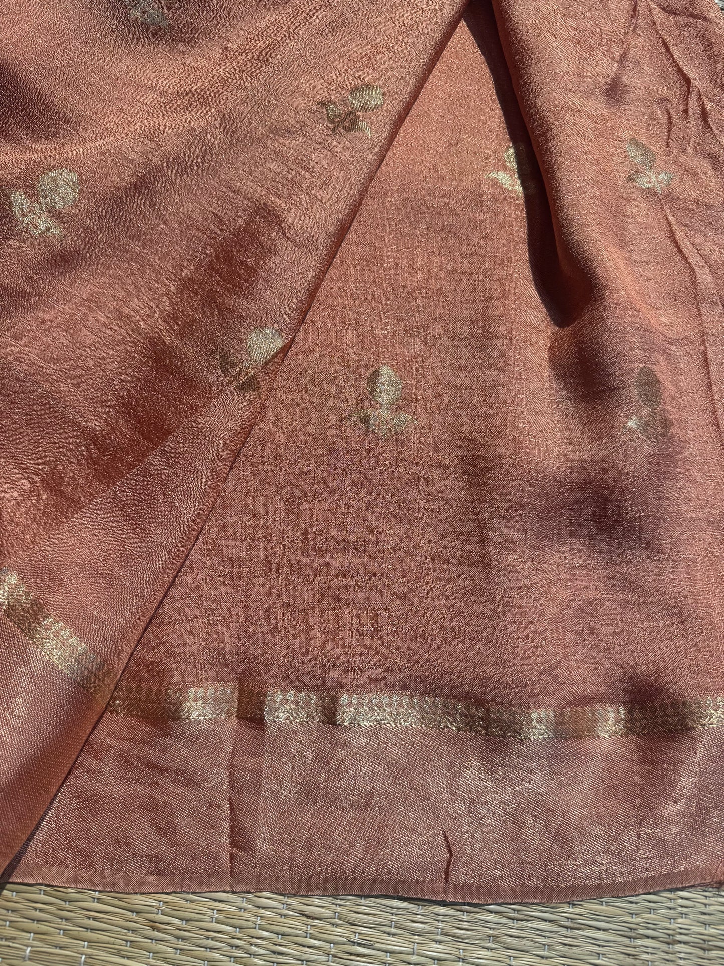 Peach Jute Viscose Saree
