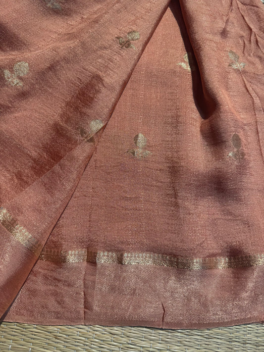 Peach Jute Viscose Saree