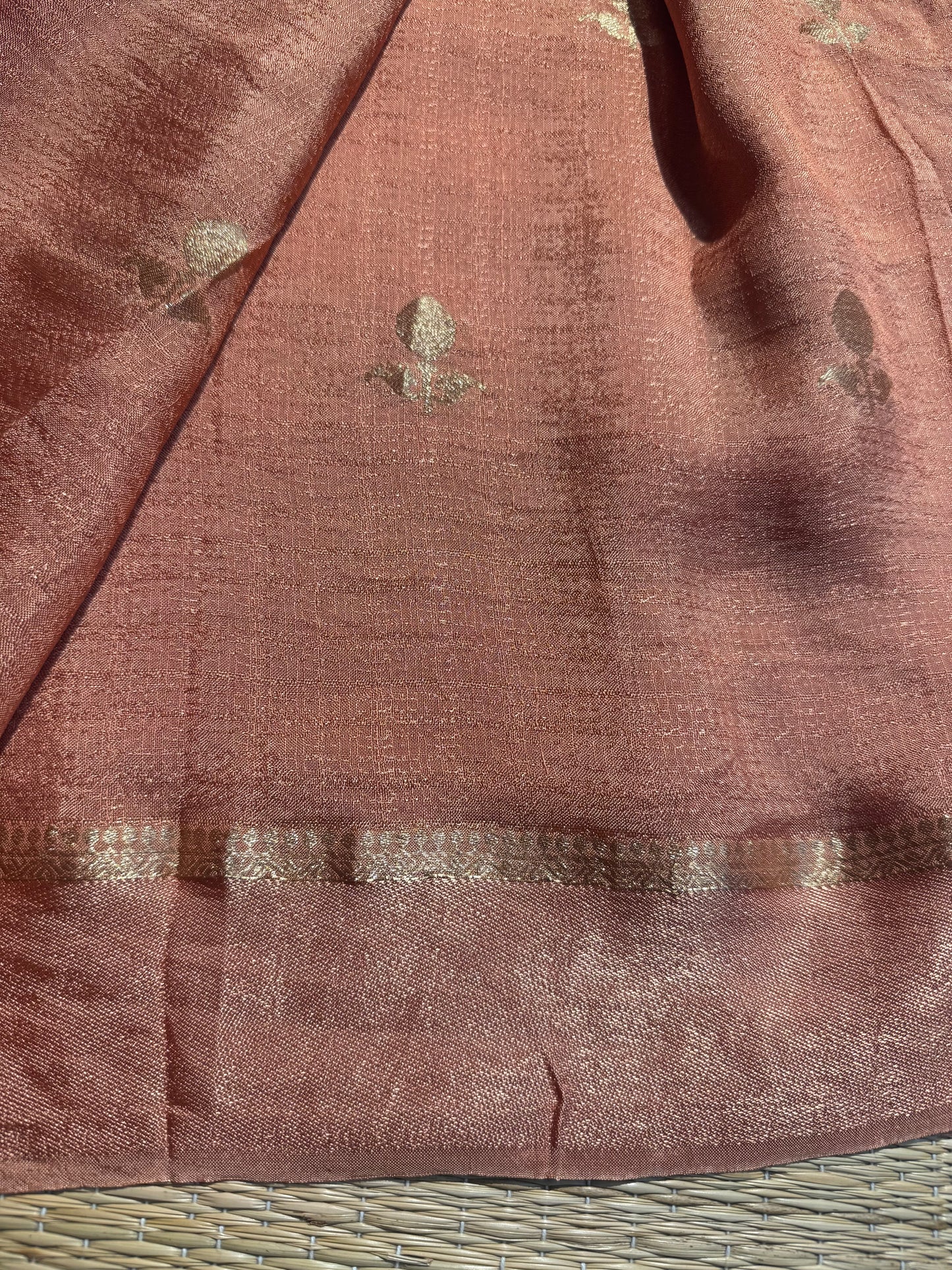 Peach Jute Viscose Saree
