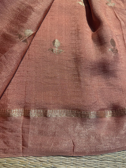 Peach Jute Viscose Saree