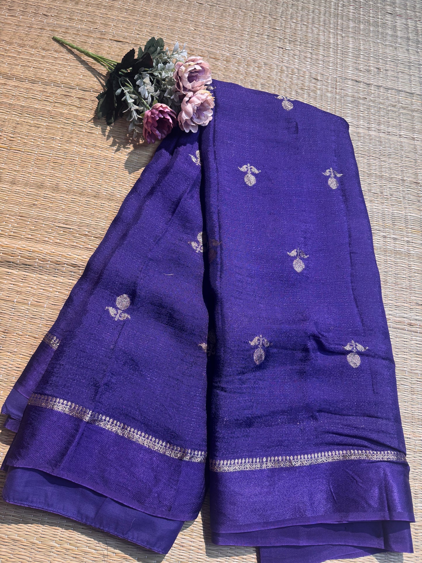 Blue Jute Viscose Saree