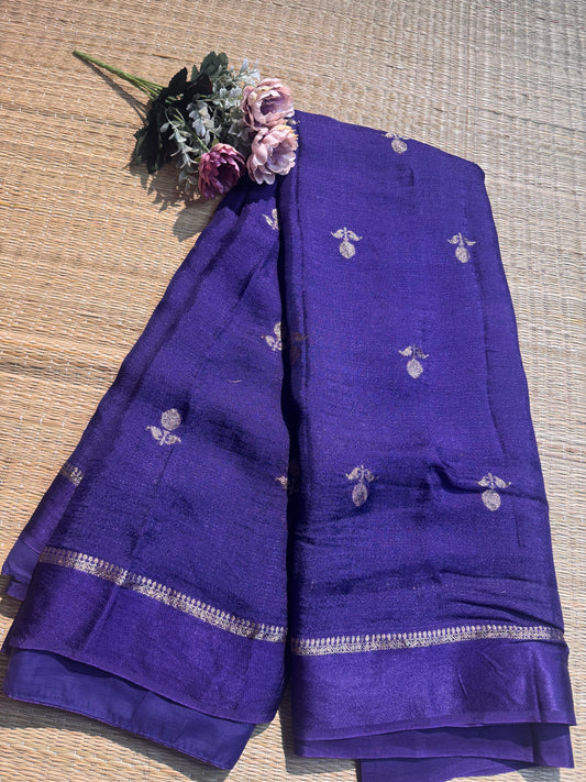 Blue Jute Viscose Saree