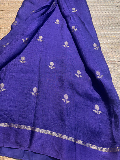 Blue Jute Viscose Saree