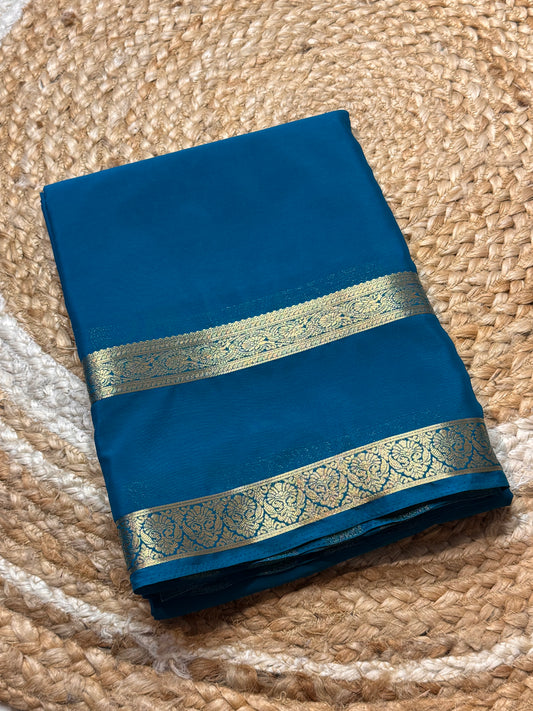 Semi Mysore Crepe Silk (Sea Green - Bentex Border)