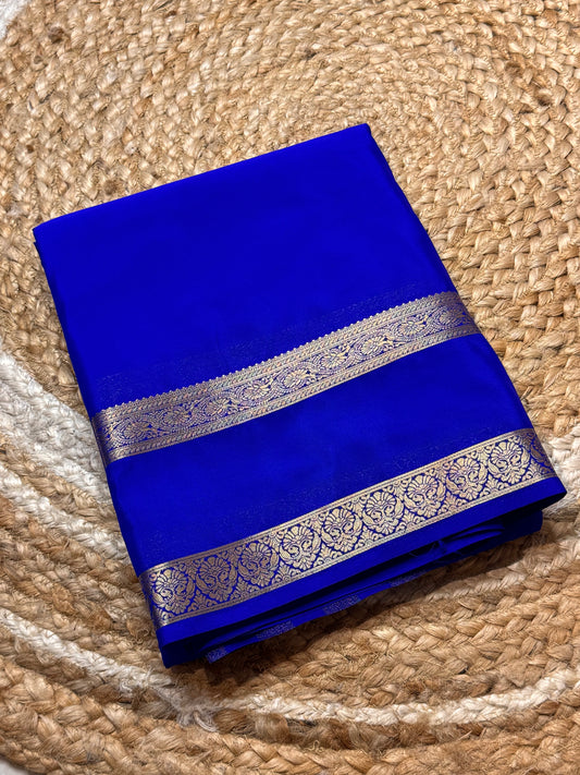 Semi Mysore Crepe Silk (Blue colour - Bentex Border)