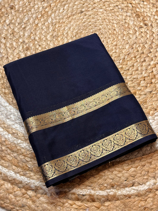 Semi Mysore Crepe Silk (Black colour - Bentex Border)