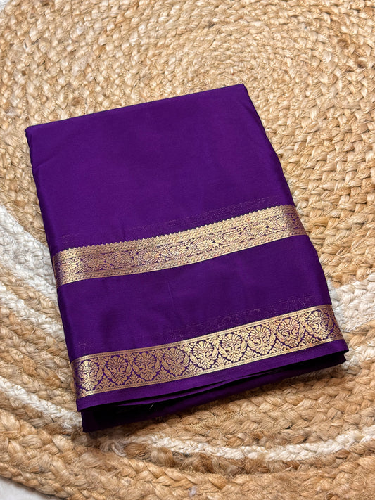 Semi Mysore Crepe Silk (Purple Self colour - Bentex Border)