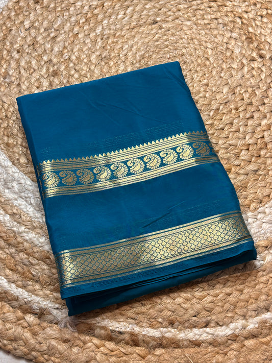 Semi Mysore Crepe Silk (Sea Green Self colour - Bentex Border)