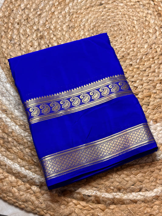 Semi Mysore Crepe Silk (Blue Self colour - Bentex Border)