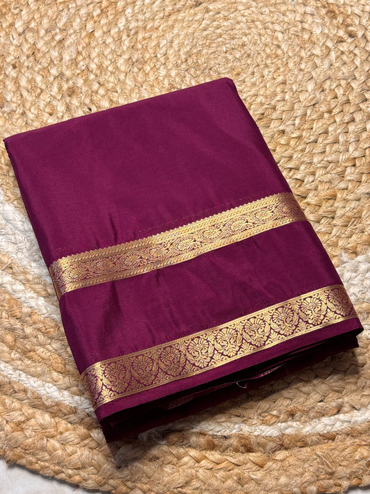 Semi Mysore Crepe Silk (Purple Bentex Border)