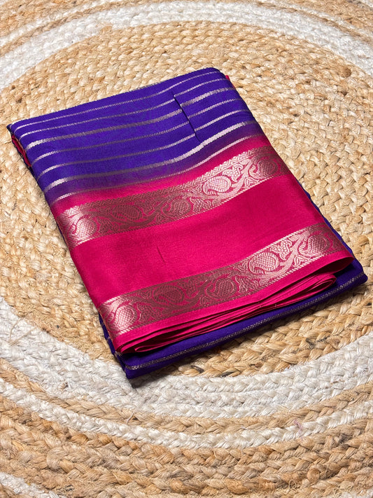 Crepe Silk Saree (Purple with pink)