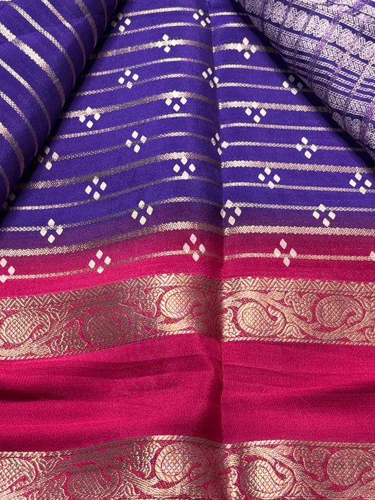 Crepe Silk Saree (Purple with pink)