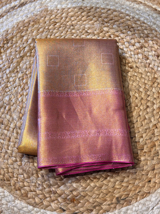 Golden Nita Ambani Semi Tissue Saree