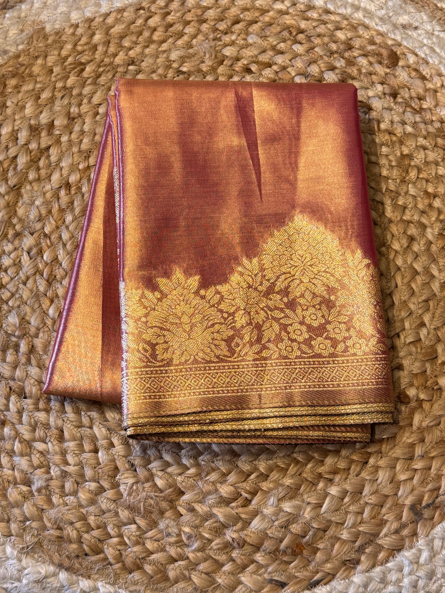 Rose Gold Semi Tissue Saree