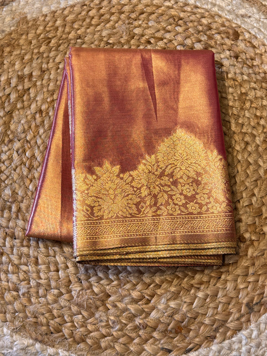Rose Gold Semi Tissue Saree