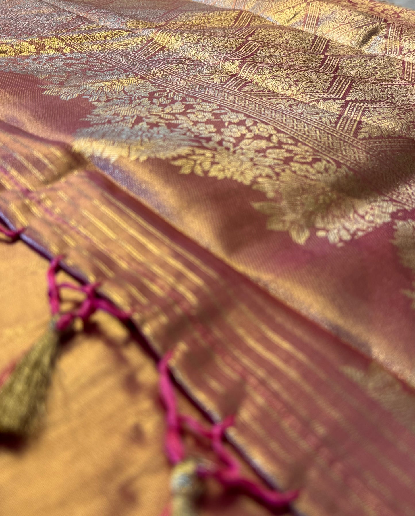 Rose Gold Semi Tissue Saree