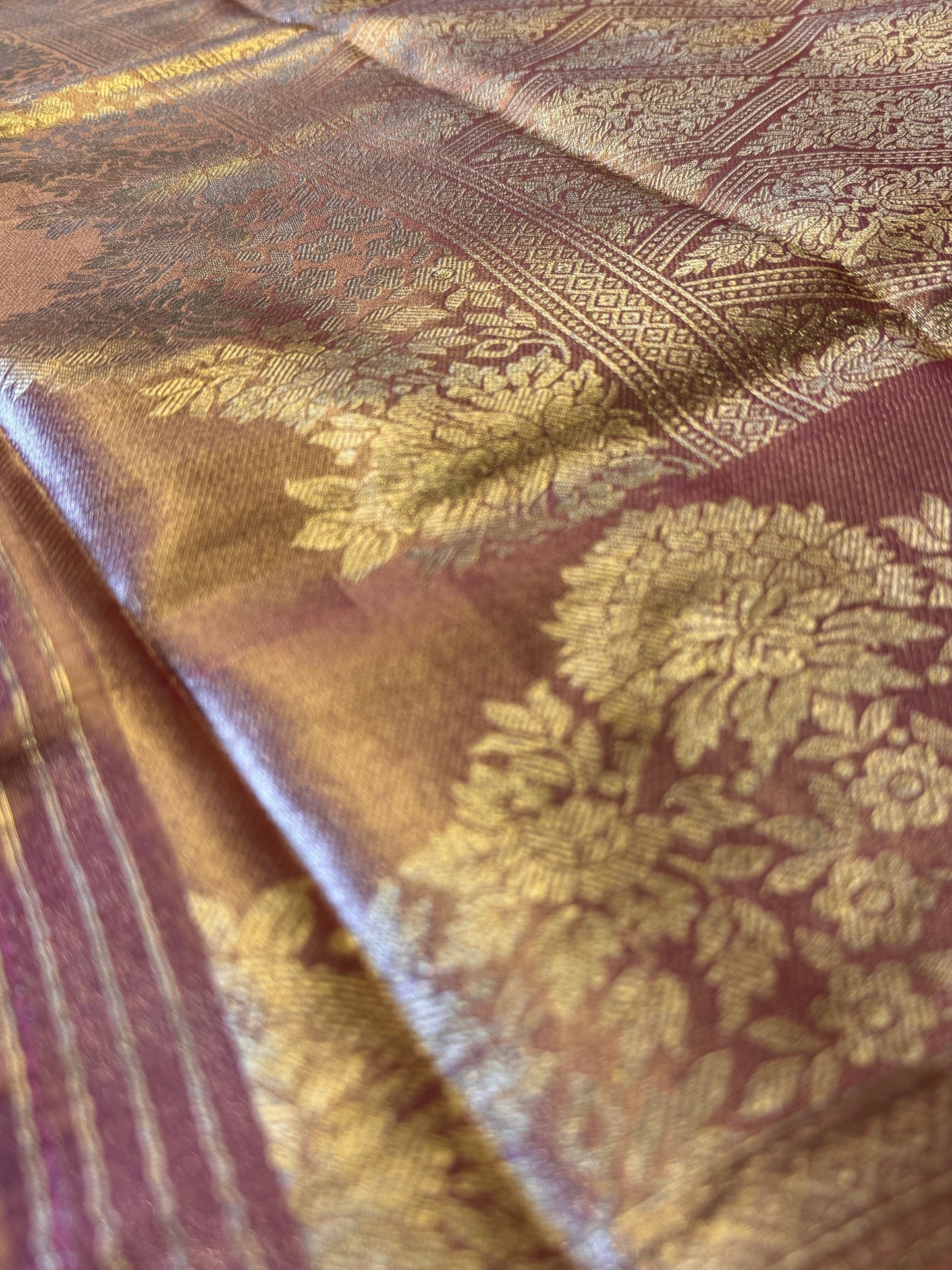 Rose Gold Semi Tissue Saree