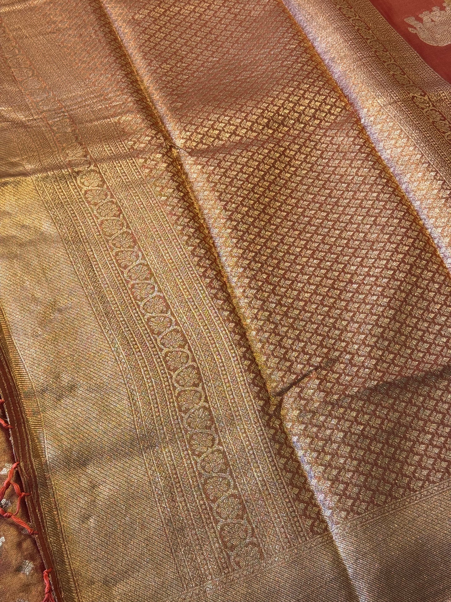 Gold Semi Tissue Saree (Elephant Buttas)