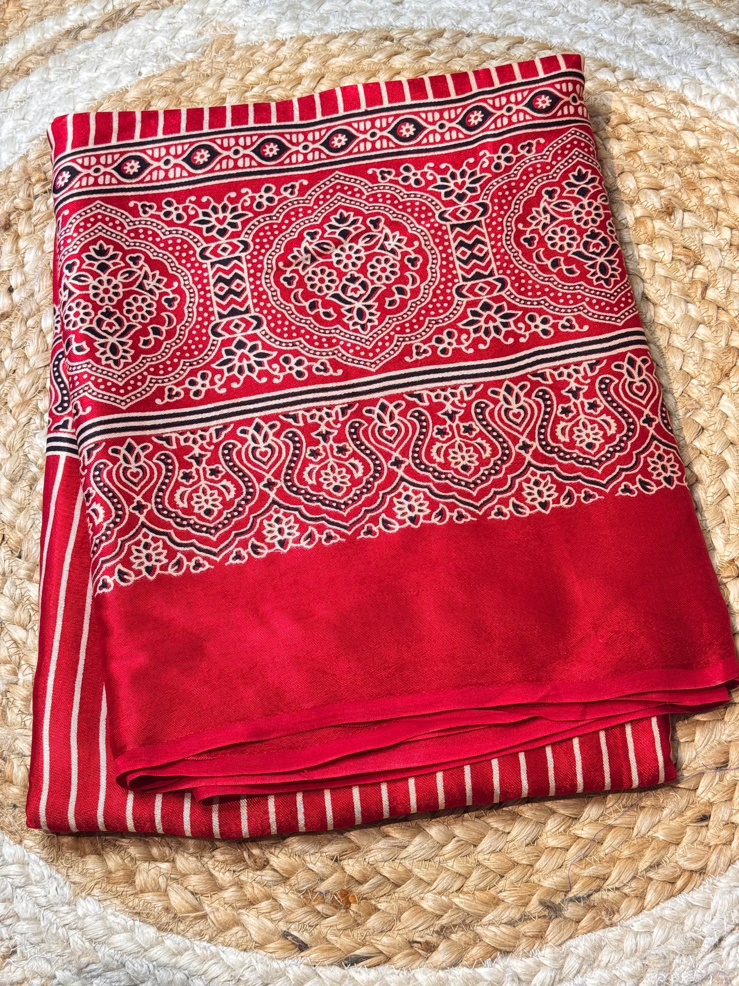 Red Striped Modal Silk