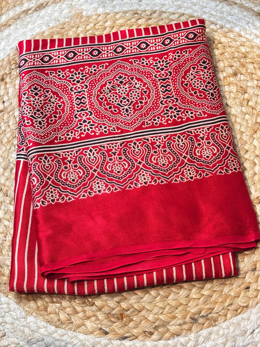 Red Striped Modal Silk