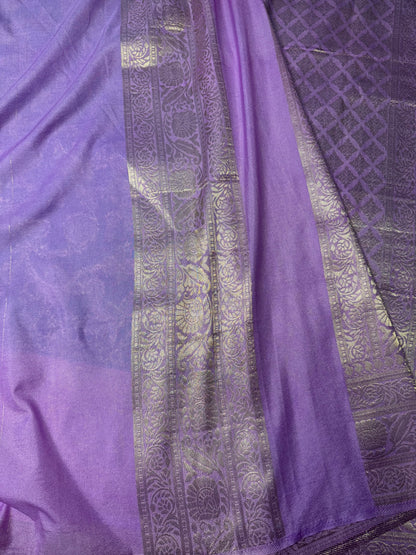 Dark blue with Lavender Jaal Pattern Soft Georgette