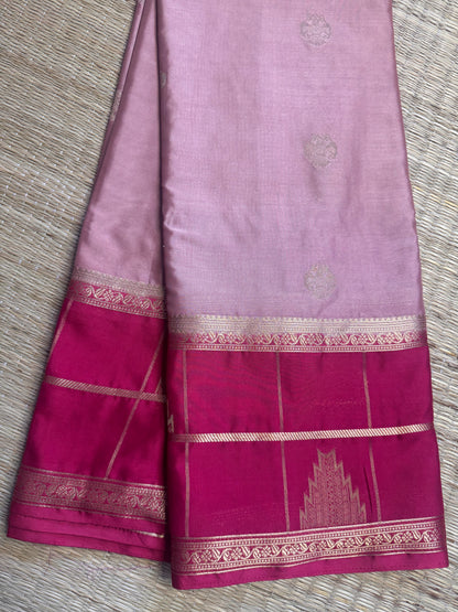 Pink Temple Gandaberunda Semi Crepe Silk