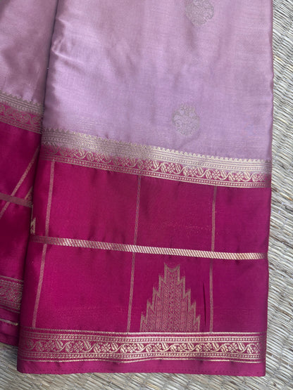 Pink Temple Gandaberunda Semi Crepe Silk