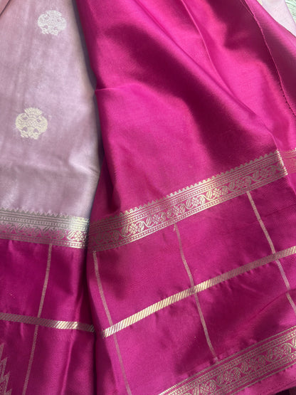 Pink Temple Gandaberunda Semi Crepe Silk
