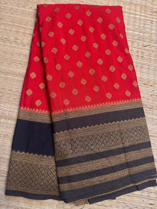 Red with Black Khaddi Georgette Saree